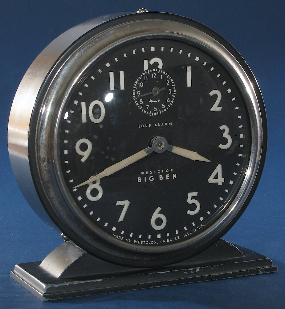 Westclox Big Ben Style 4a Loud Alarm Black Nickel Trim Luminous. Westclox Big Ben Style 4a Loud Alarm Black Nickel Trim Luminous Alarm Clock Model Photo