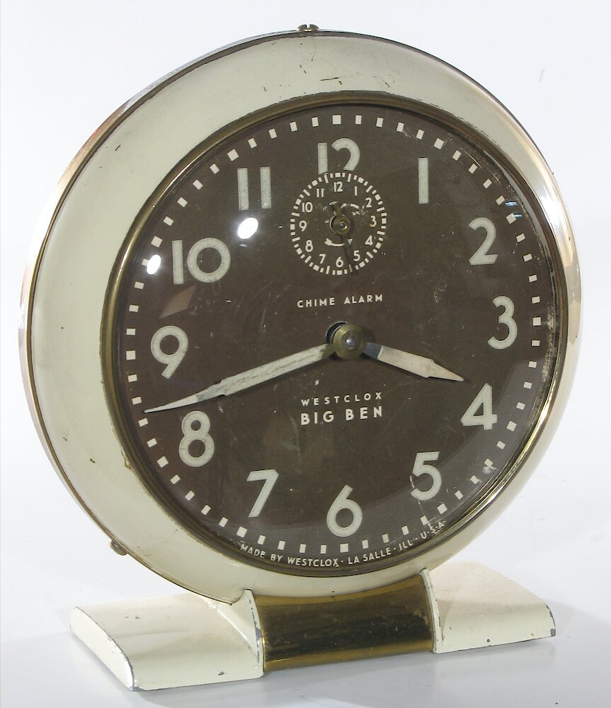 Westclox Big Ben Style 5 Chime Alarm Ivory Luminous. Westclox Big Ben Style 5 Chime Alarm Ivory Luminous Alarm Clock Model Photo