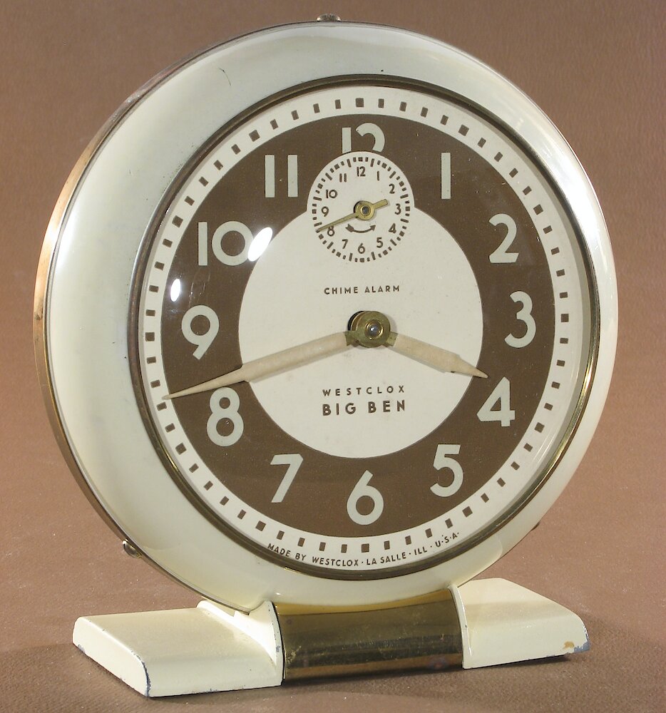 Westclox Big Ben Style 5 Chime Alarm Ivory Luminous. Westclox Big Ben Style 5 Chime Alarm Ivory Luminous Alarm Clock Model Photo