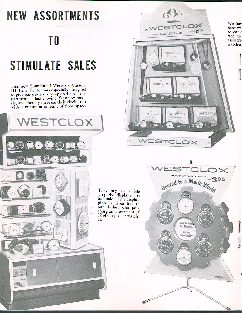 Westclox Tick Talk July 1965 > 14. Marketing: New Assortments To Stimulate Sales" Three New Assortment Displays Shown.