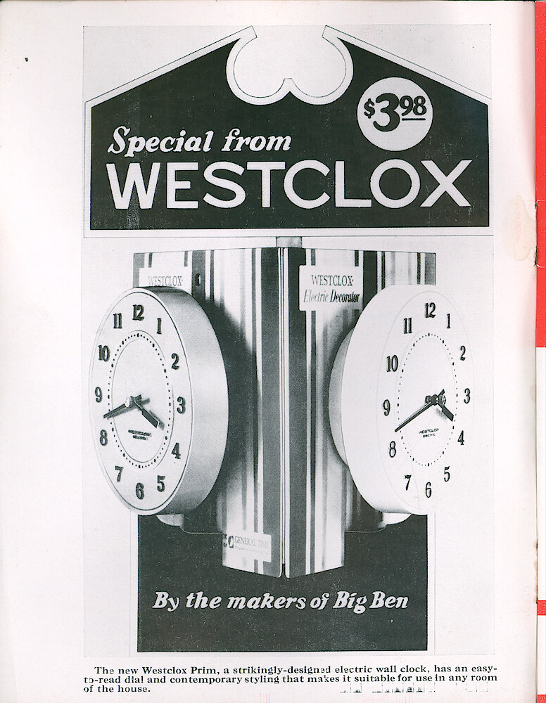 Westclox Tick Talk January 1966. Marketing: New Model: Prim Electric Wall Clock