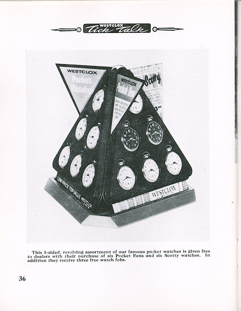 Westclox Tick Talk January 1966 > 36. Marketing: Display Of Pocket Watches.