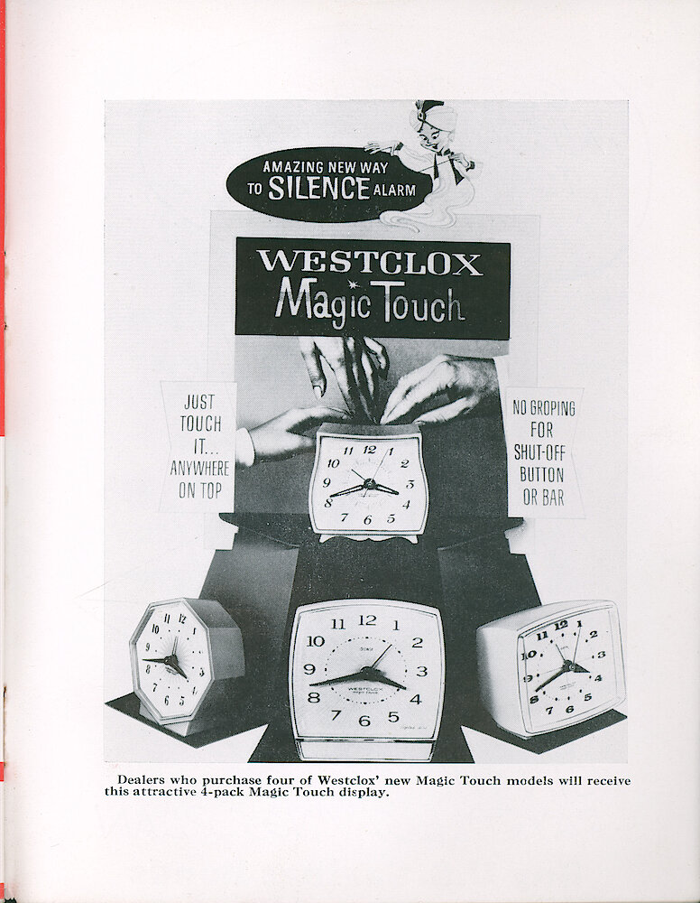 Westclox Tick Talk January 1966 > 41. Marketing: Display Of Magic Touch Alarm Clocks.