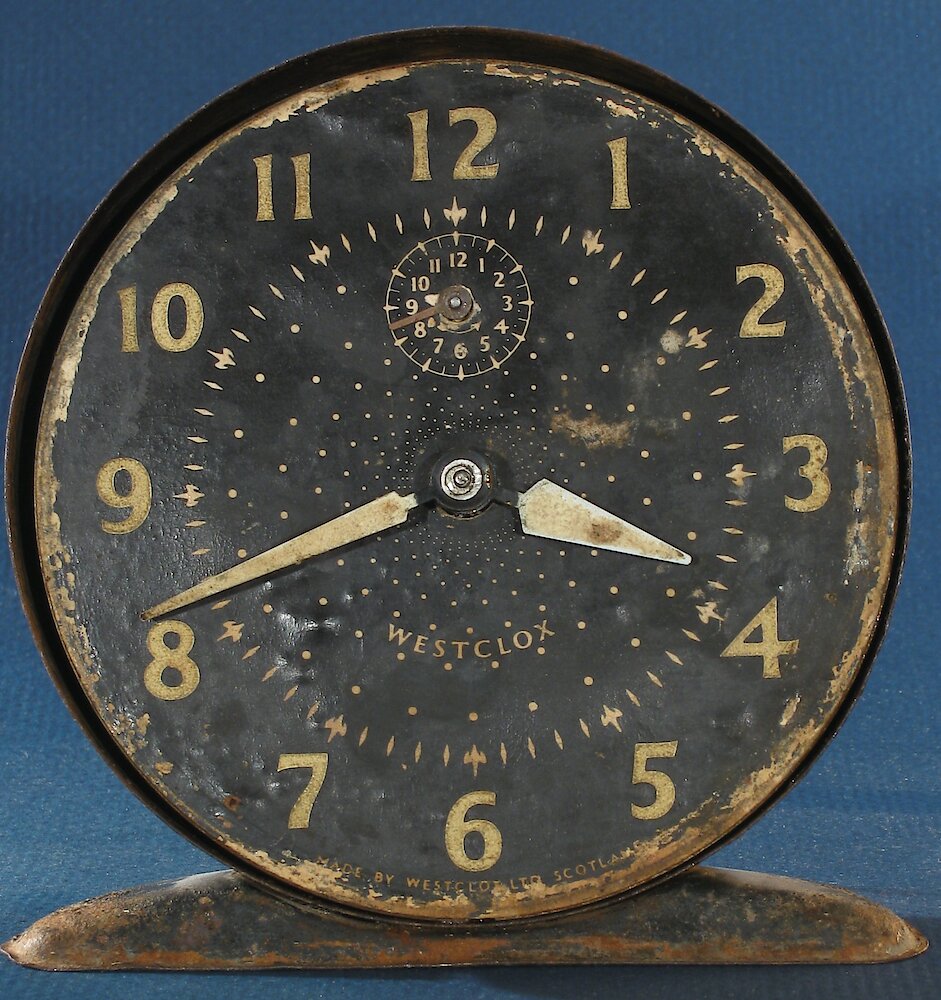 Westclox Scotland Sleepmeter Stars Dial Black. Westclox Scotland Sleepmeter Stars Dial Black Clock Example Photo