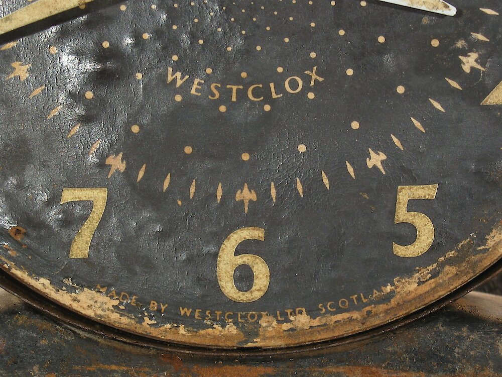 Westclox Scotland Sleepmeter Stars Dial Black. MADE BY WESTCLOX LTD SCOTLAND