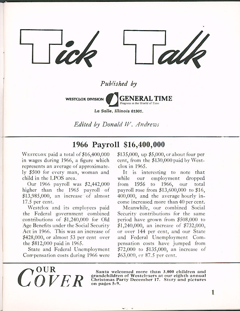 Westclox Tick Talk January 1967 > 1