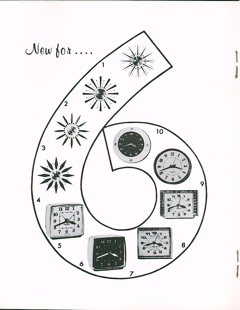 Westclox Tick Talk January 1967 > 14. New Models: 1) Drama No-cord Wall Clock; 2) Triun No-cord Wall Clock; 3) Parthenon No-cord Wall Clock; 4) Athenian No-cord Wall Clock; 5) Bold Electric Alarm; 6) Bold Luminous Electric Alarm; 7) Melody With Decorative Grill Effect; 8) Capella Electric Wall Clock; 9) Accent Electric Wall Clock; 10) Madrid Wall Clock. Descriptions ... 