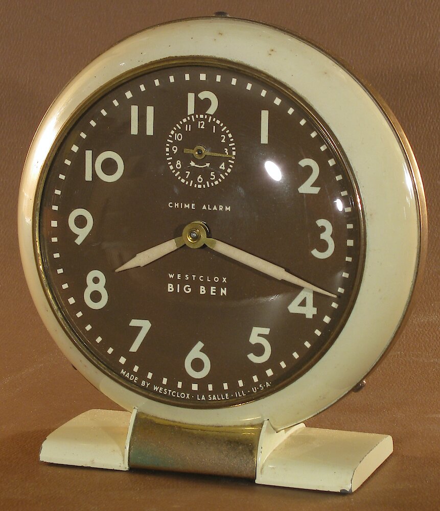 Westclox Big Ben Style 5 Chime Alarm Ivory Luminous. Westclox Big Ben Style 5 Chime Alarm Ivory Luminous Clock Example Photo