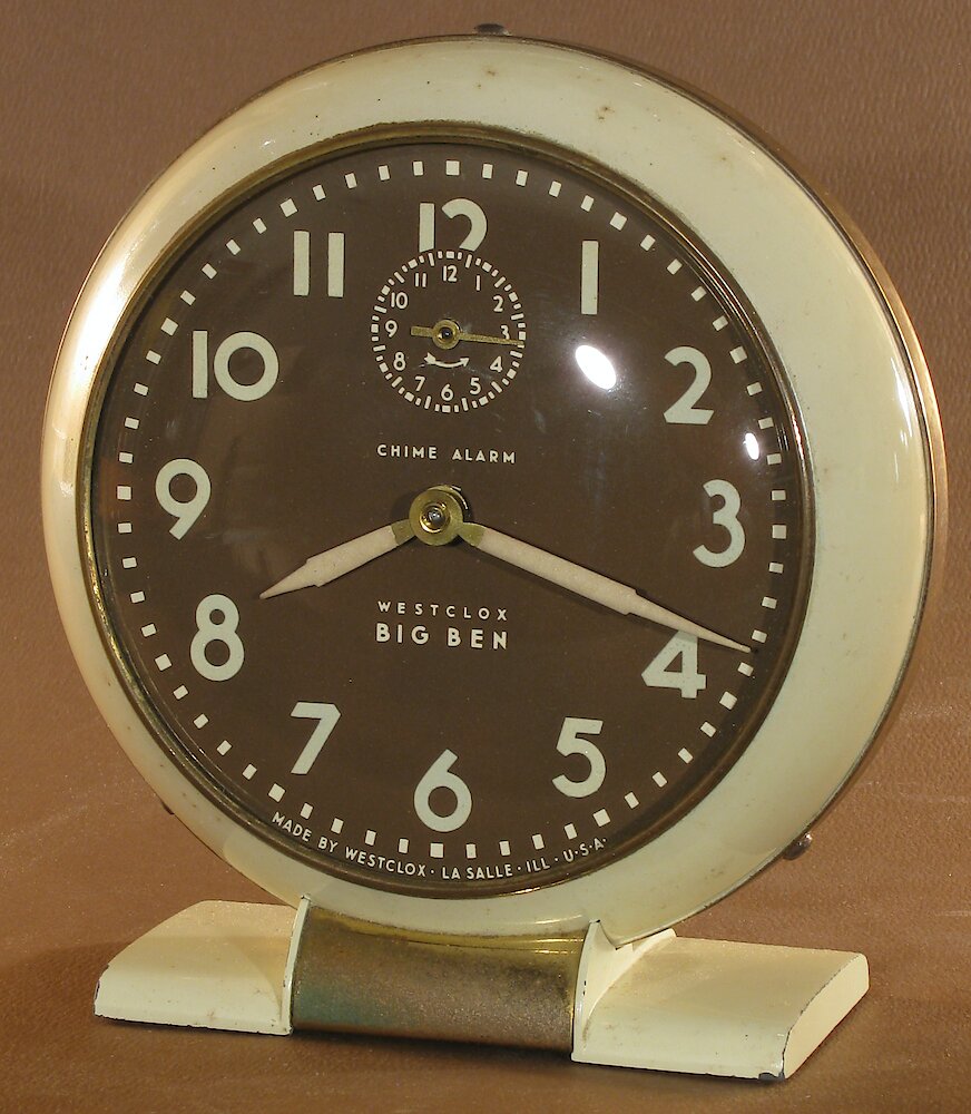 Westclox Big Ben Style 5 Chime Alarm Ivory Luminous. Westclox Big Ben Style 5 Chime Alarm Ivory Luminous Clock Example Photo