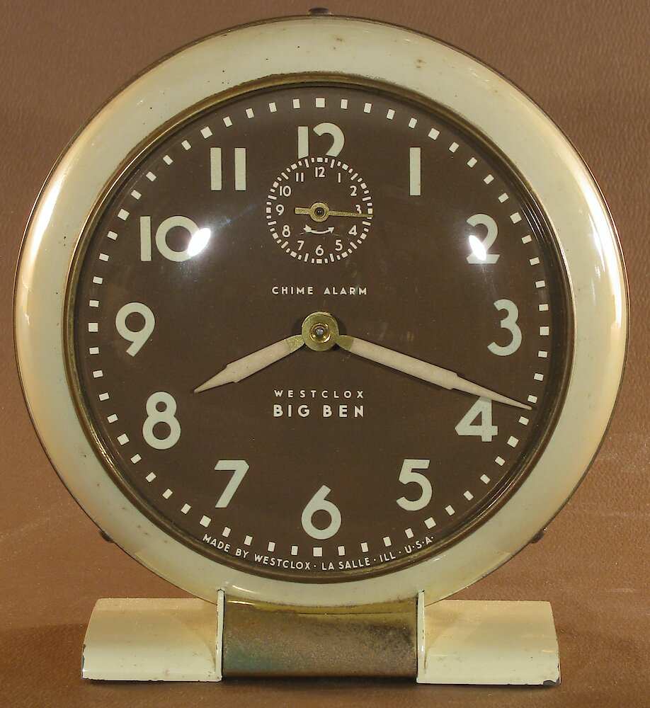 Westclox Big Ben Style 5 Chime Alarm Ivory Luminous. Westclox Big Ben Style 5 Chime Alarm Ivory Luminous Clock Example Photo