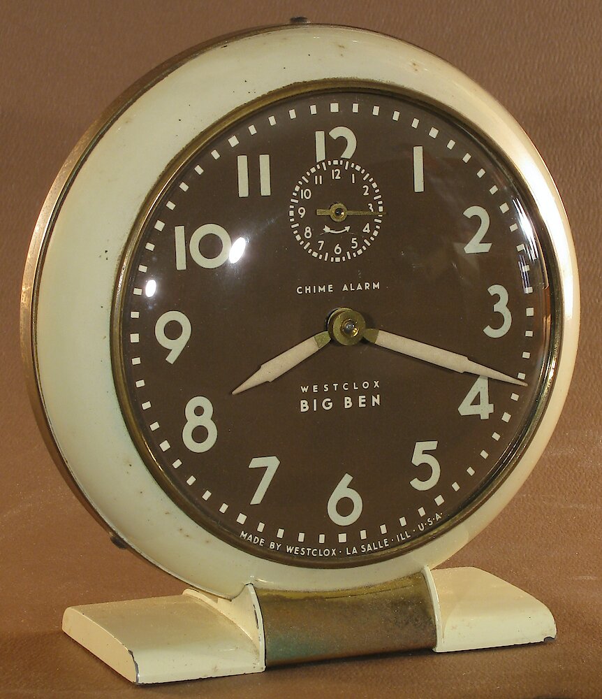 Westclox Big Ben Style 5 Chime Alarm Ivory Luminous. Westclox Big Ben Style 5 Chime Alarm Ivory Luminous Clock Example Photo