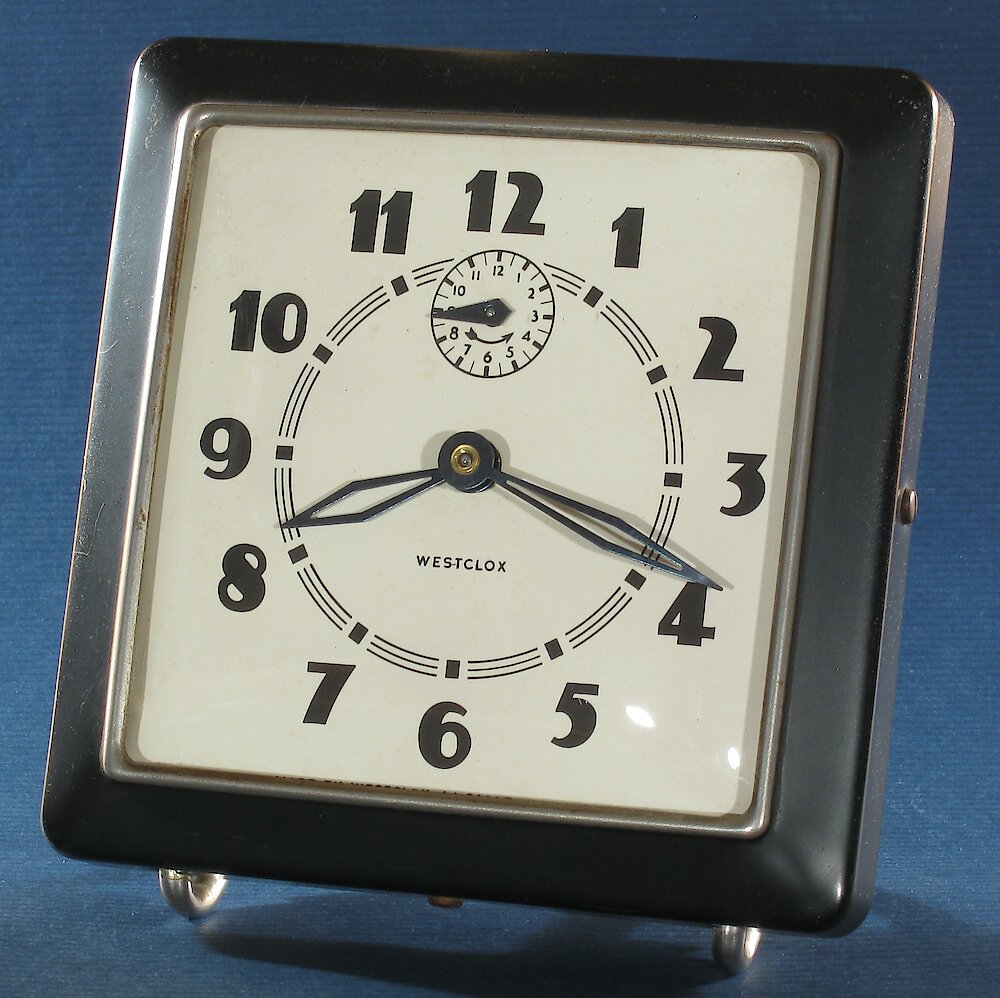 Westclox Spur Style 1 Black Plain. Westclox Spur Style 1 Black Plain Clock Example Photo