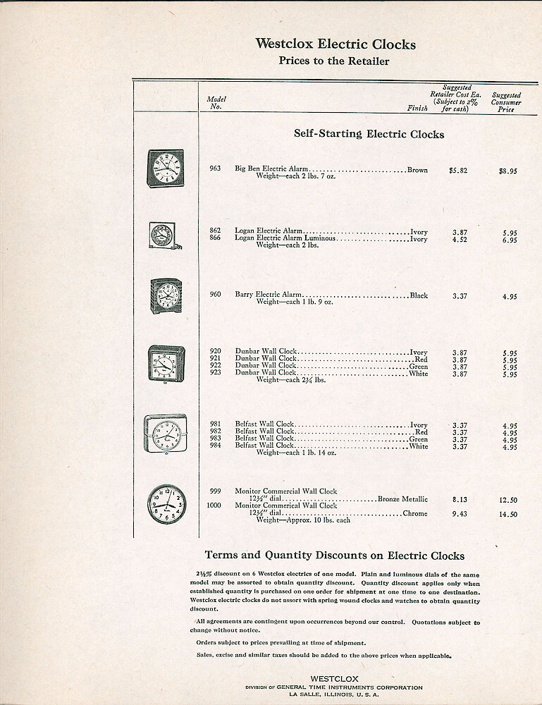 Westclox Prices to the Retailer 1948 > 3