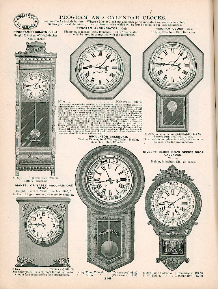 Busiest House in America Illustrated Catalog 1897 > 298. Also Program Clock Co.