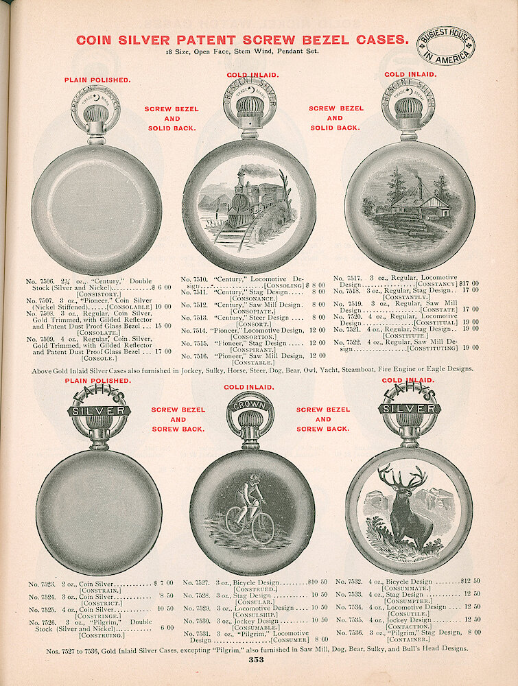 Busiest House in America Illustrated Catalog 1897 > 353