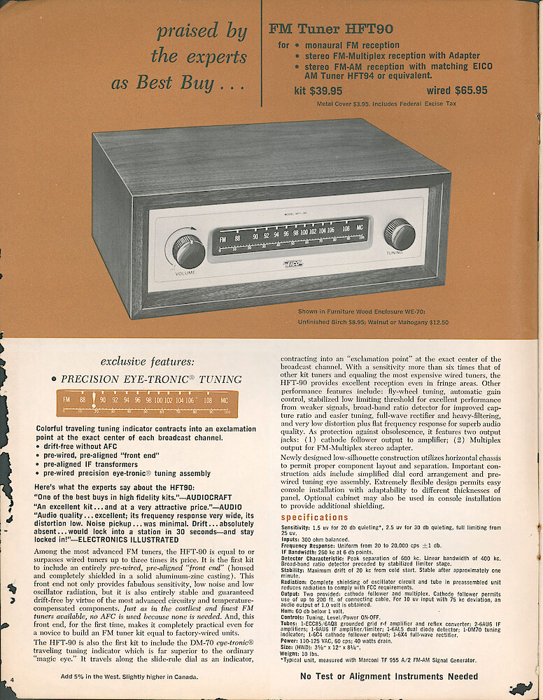 Eico 1961 Catalog, 28 pages > 4. HFT-90 FM Tuner.