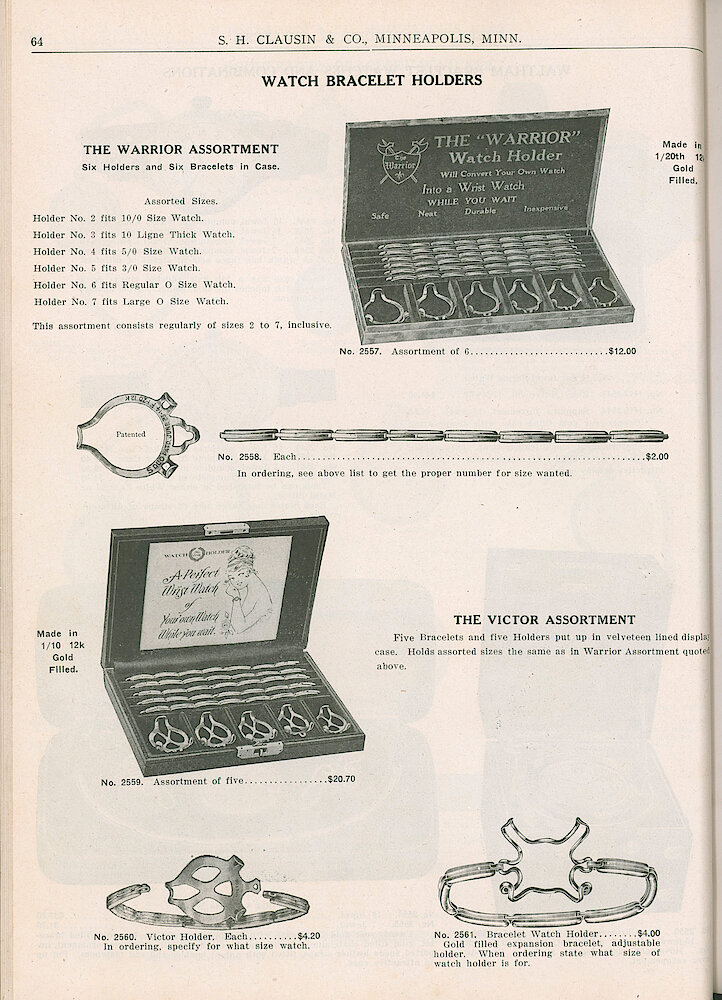 S. H. Clausin & Co. 1917 Catalog > 64-0. Watch Bracelet Holders.