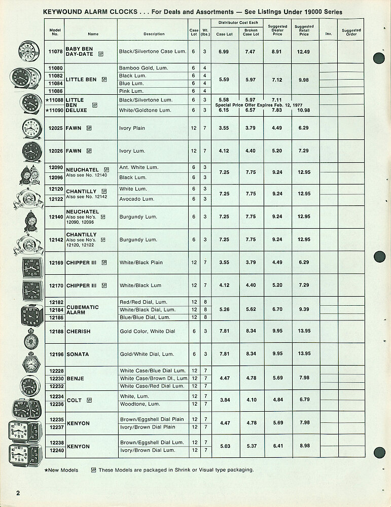 Westclox Full Line Price List 1977. W-II-77 > 2