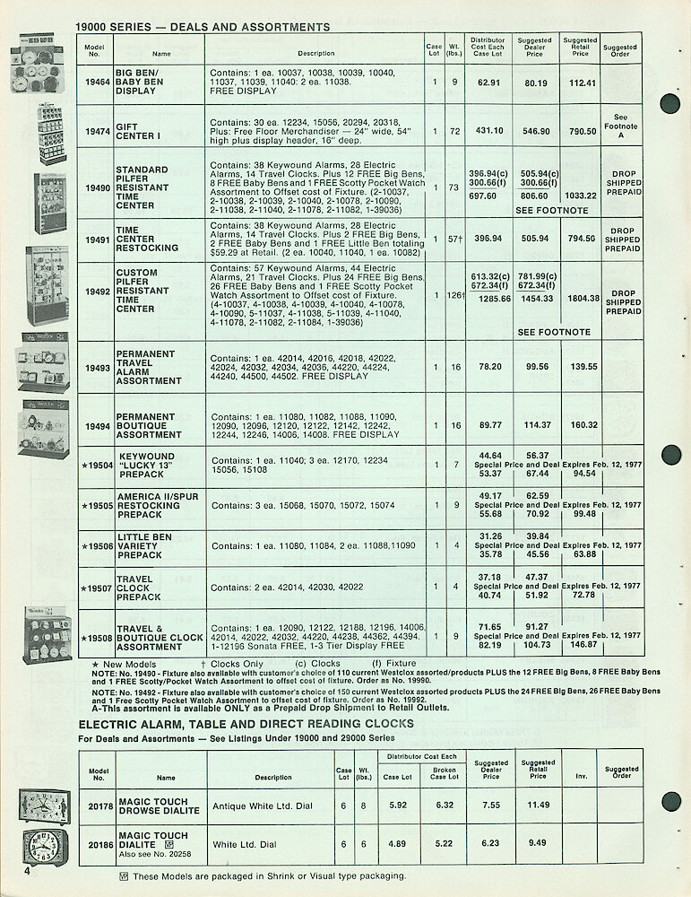 Westclox Full Line Price List 1977. W-II-77 > 4