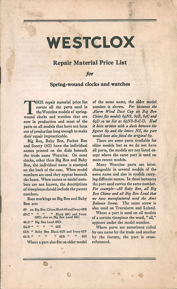 1947 Repair Material Price List > F