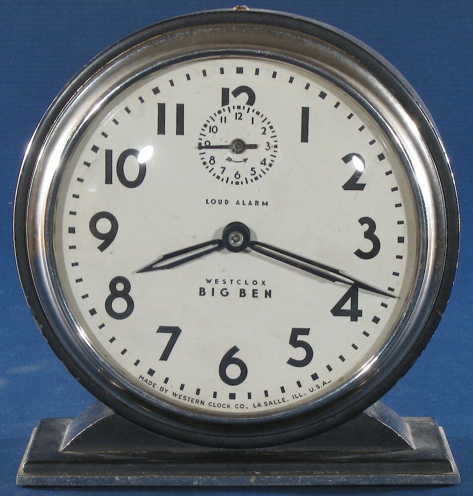 Westclox Big Ben Style 4a Loud Alarm Black Nickel Trim Plain. Westclox Big Ben Style 4a Loud Alarm Black Nickel Trim Plain Clock Example Photo