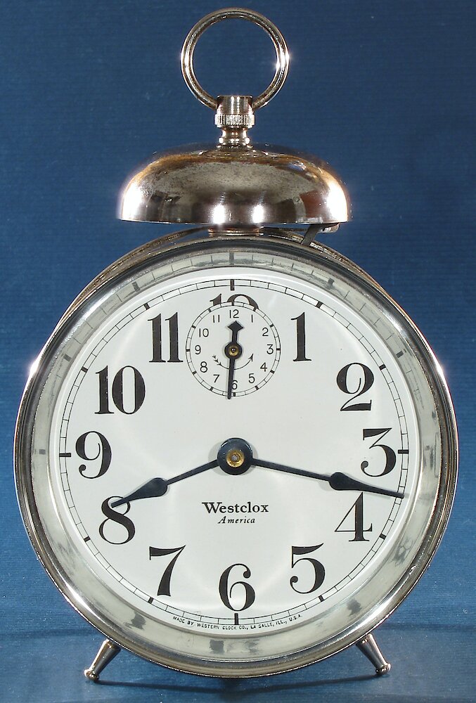 Westclox America Style 1a Nickel. Westclox America Style 1a Nickel Clock Example Photo