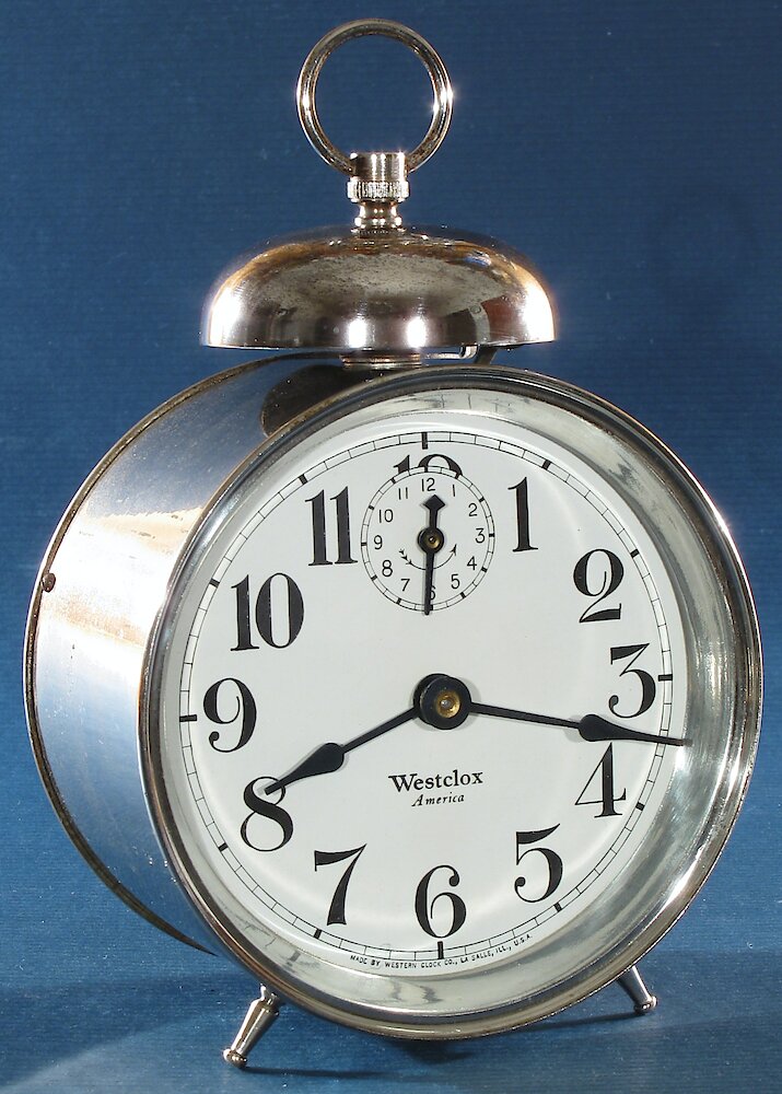 Westclox America Style 1a Nickel. Westclox America Style 1a Nickel Clock Example Photo