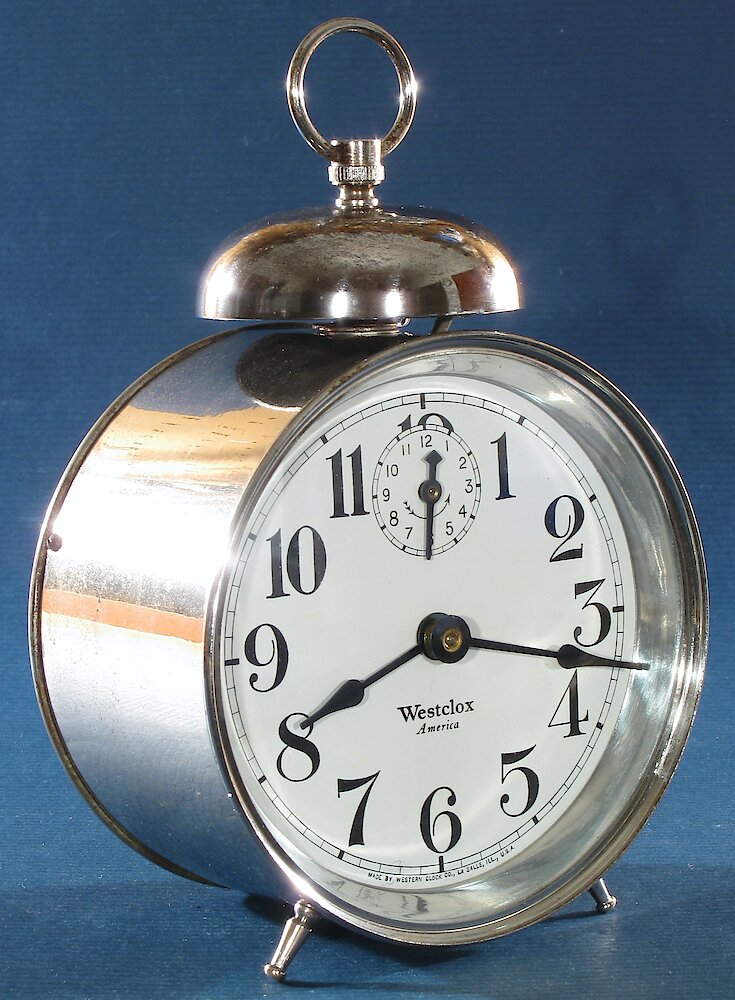 Westclox America Style 1a Nickel. Westclox America Style 1a Nickel Clock Example Photo