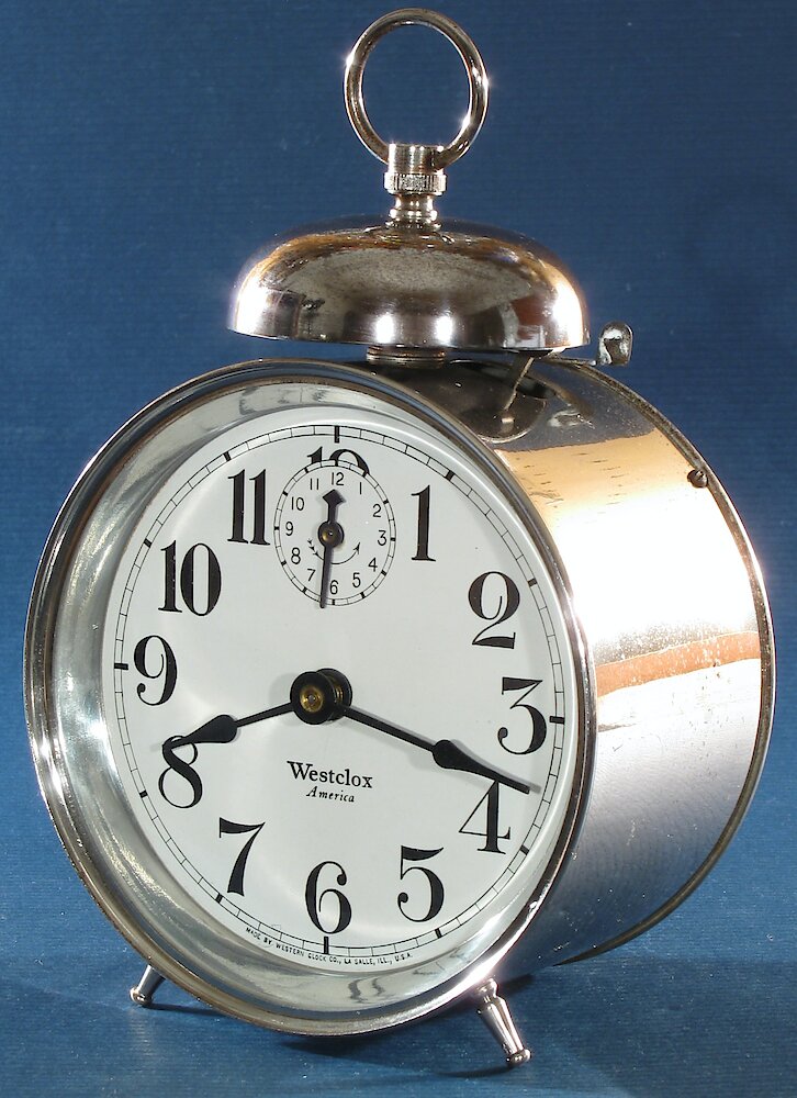 Westclox America Style 1a Nickel. Westclox America Style 1a Nickel Clock Example Photo