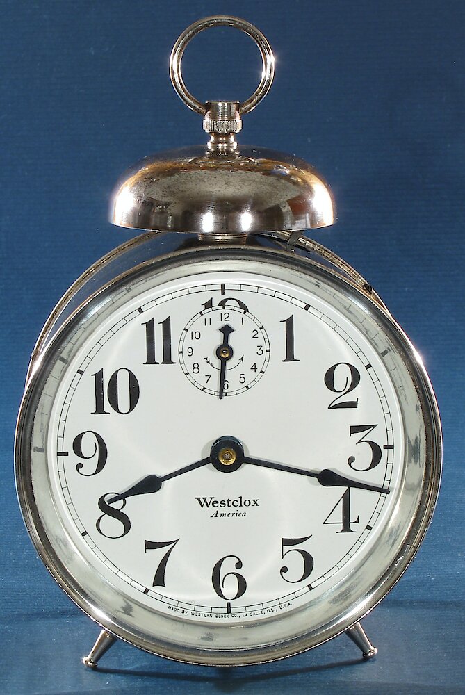 Westclox America Style 1a Nickel. Westclox America Style 1a Nickel Clock Example Photo