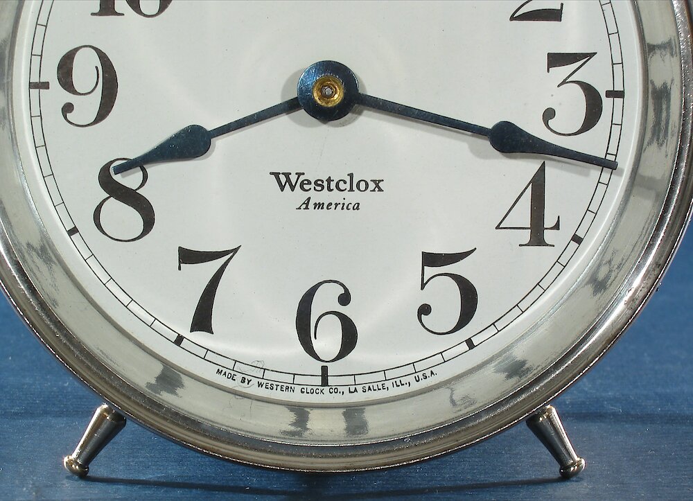 Westclox America Style 1a Nickel. Westclox America Style 1a Nickel Clock Example Photo