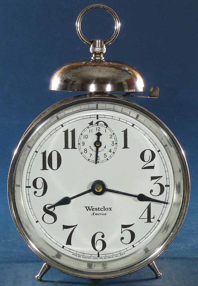 Westclox America Style 1a Nickel. Westclox America Style 1a Nickel Clock Example Photo