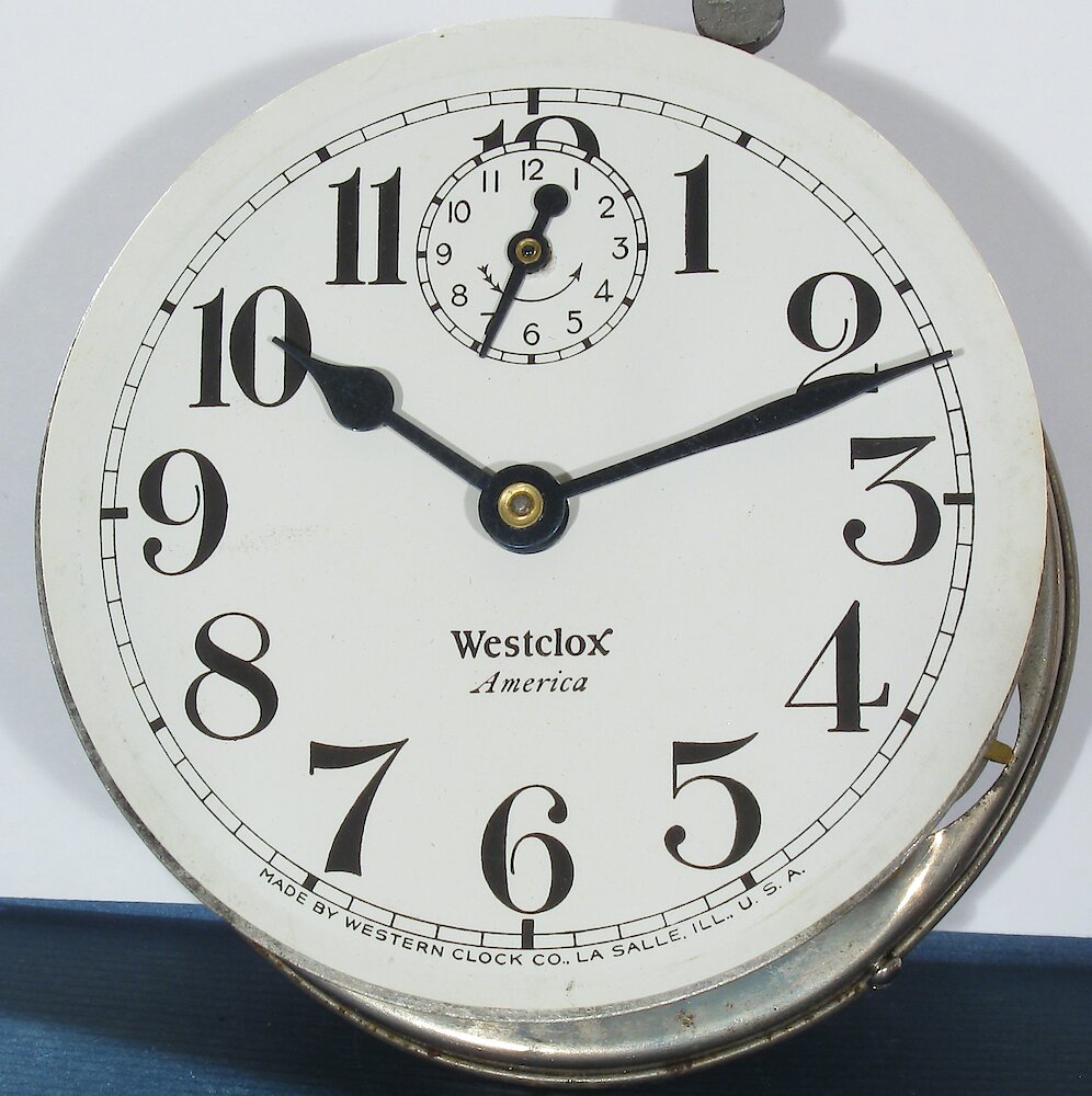 Westclox America Style 2 Nickel. Westclox America Style 2 Nickel Clock Example Photo