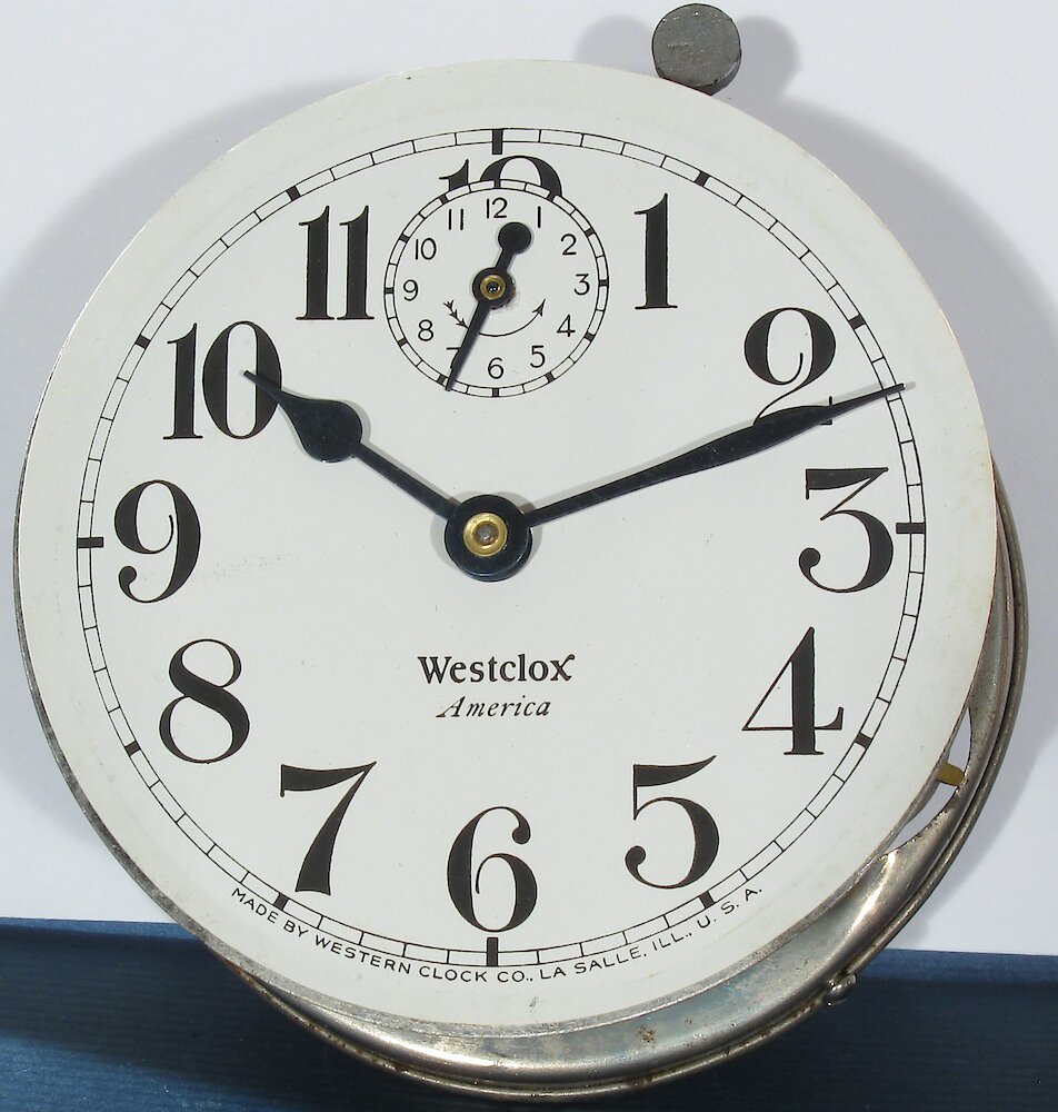 Westclox America Style 2 Nickel. Westclox America Style 2 Nickel Clock Example Photo