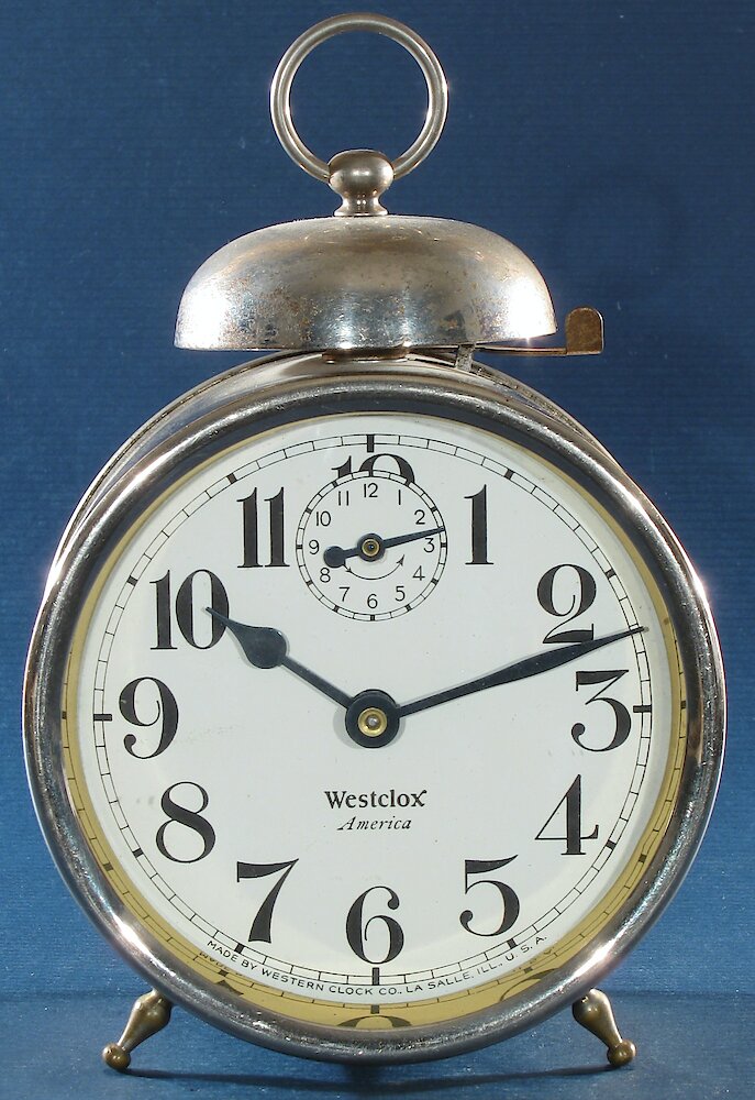 Westclox America Style 2 Nickel. Westclox America Style 2 Nickel Clock Example Photo