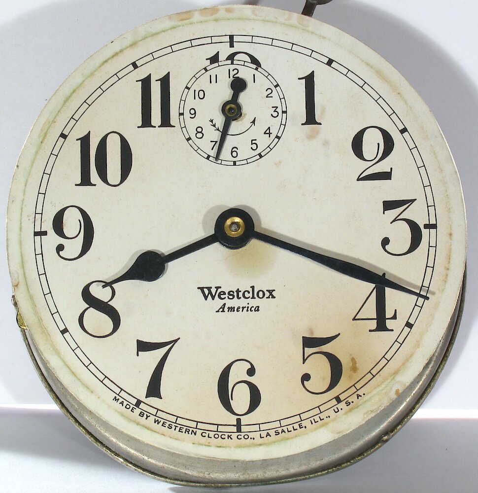 Westclox America Style 1b Nickel. Westclox America Style 1b Nickel Clock Example Photo