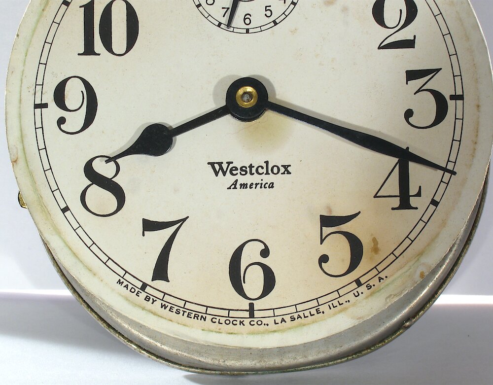 Westclox America Style 1b Nickel. Westclox America Style 1b Nickel Clock Example Photo