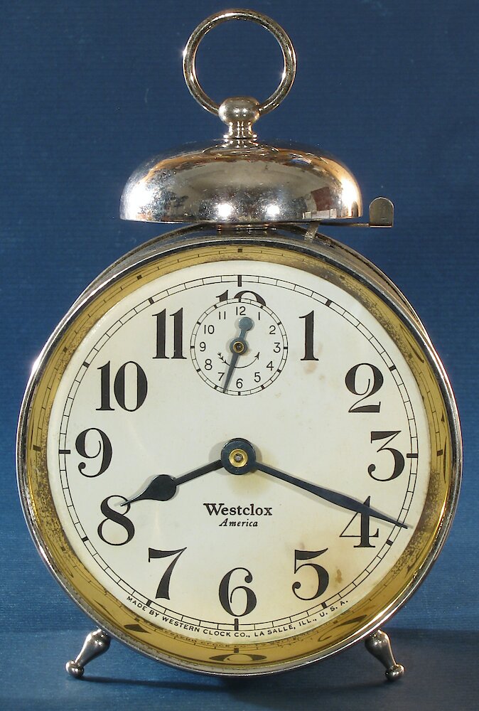 Westclox America Style 1b Nickel. Westclox America Style 1b Nickel Clock Example Photo