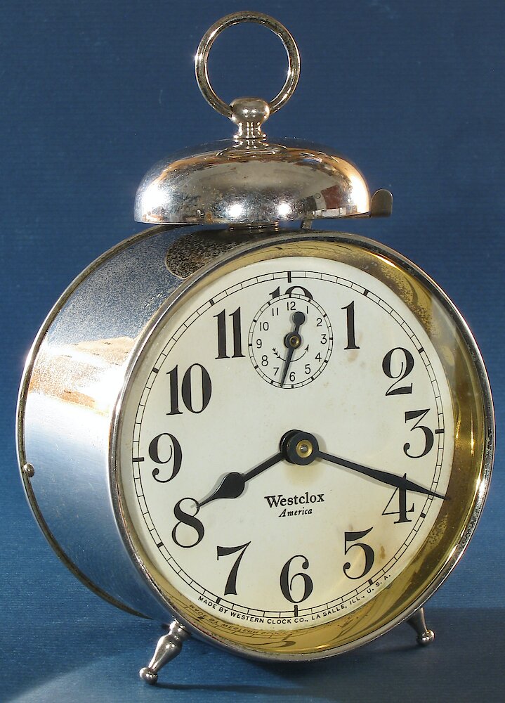 Westclox America Style 1b Nickel. Westclox America Style 1b Nickel Clock Example Photo