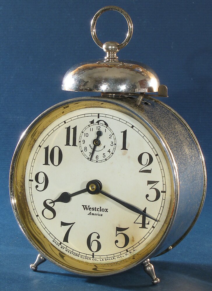 Westclox America Style 1b Nickel. Westclox America Style 1b Nickel Clock Example Photo