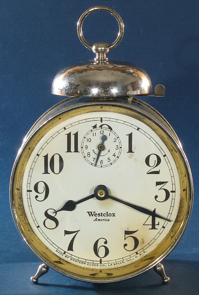 Westclox America Style 1b Nickel. Westclox America Style 1b Nickel Clock Example Photo