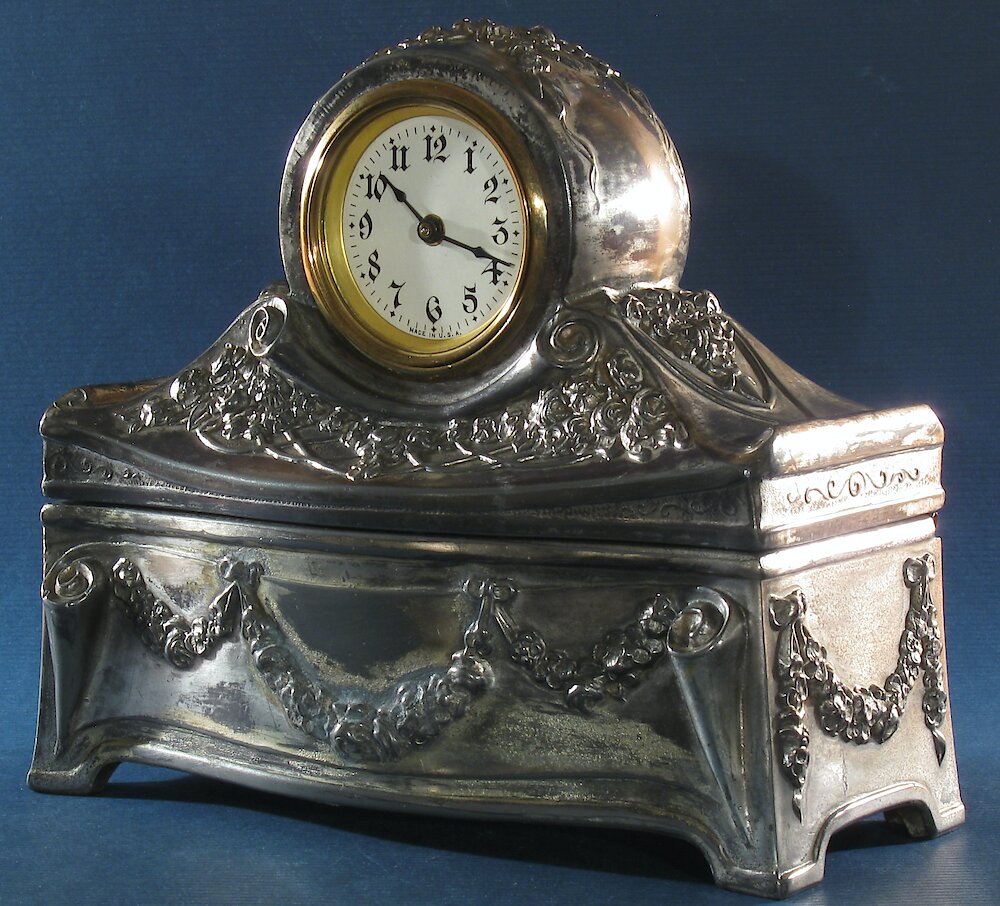 Tambour Gold Plate Jewelry Box. Tambour Gold Plate Jewelry Box Clock Example Photo