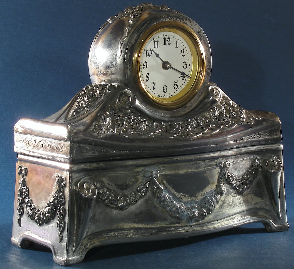 Tambour Gold Plate Jewelry Box. Tambour Gold Plate Jewelry Box Clock Example Photo