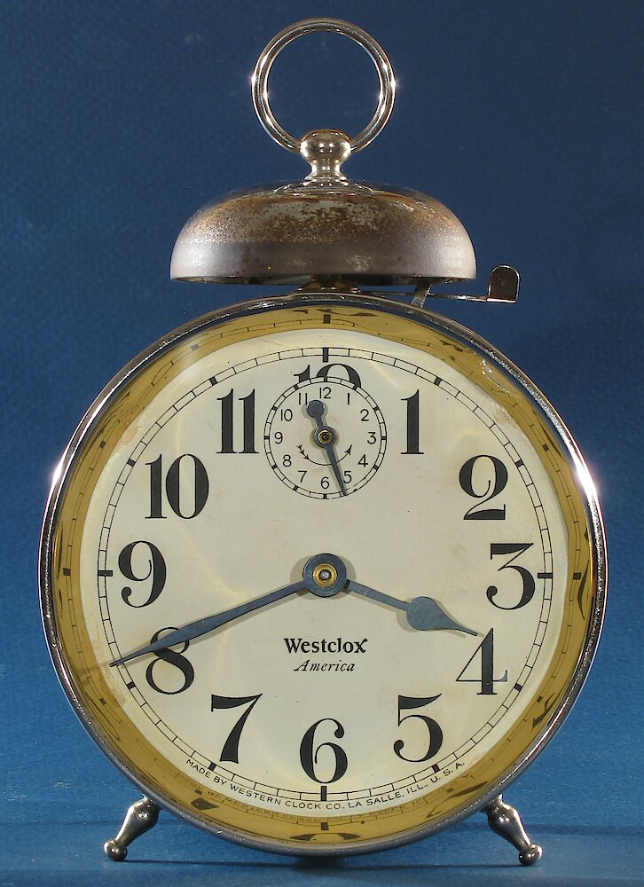 Westclox America Style 1b Nickel. Westclox America Style 1b Nickel Clock Example Photo