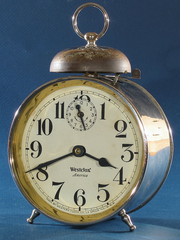 Westclox America Style 1b Nickel. Westclox America Style 1b Nickel Clock Example Photo