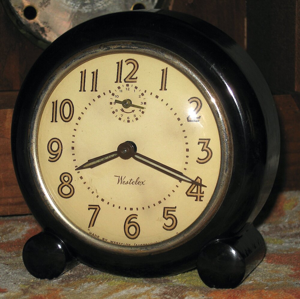 Westclox Australia Bell Bird Mahogany Luminous. Westclox Australia Bell Bird Mahogany Luminous Clock Example Photo