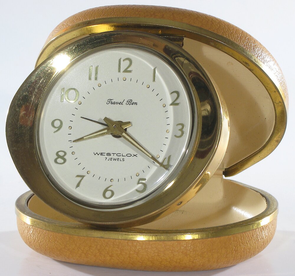 Westclox Travel Ben Tan Oval Case 7 Jewel. Westclox Travel Ben Tan Oval Case 7 Jewel Clock Example Photo