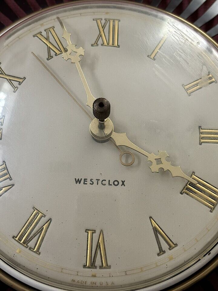 Westclox Orbit White Dial Black Spokes. Westclox Orbit White Dial Black Spokes Clock Example Photo