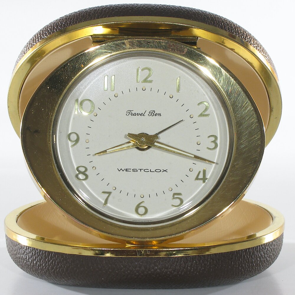 Westclox Travel Ben Brown Oval Case. Westclox Travel Ben Brown Oval Case Clock Example Photo