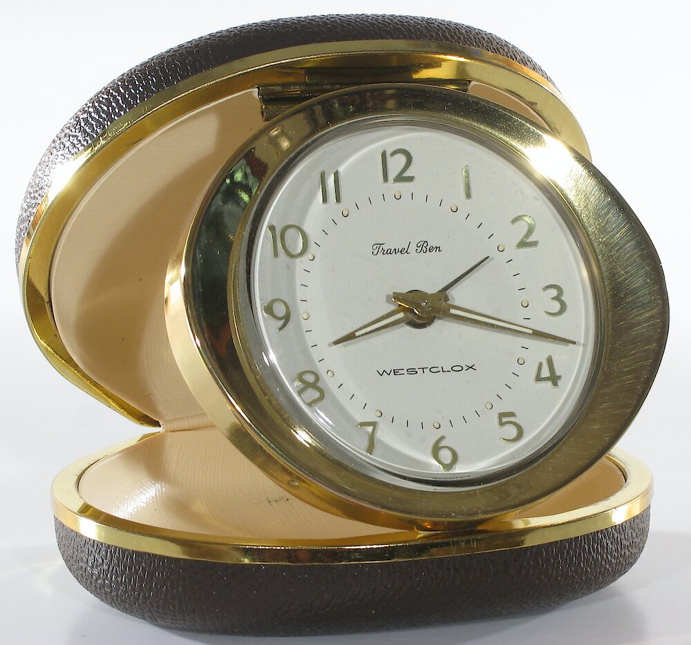 Westclox Travel Ben Brown Oval Case. Westclox Travel Ben Brown Oval Case Clock Example Photo